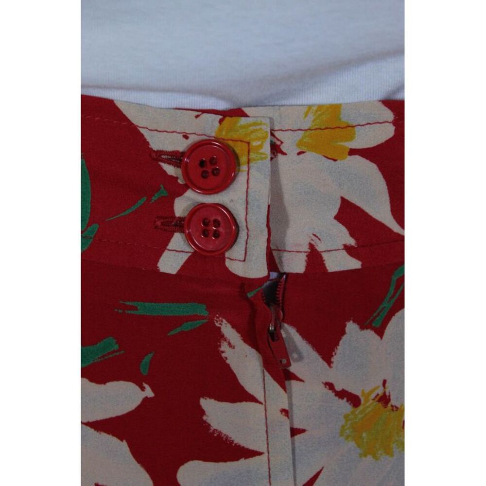 Ungaro Womens Floral Mini Pencil Skirt Red Silk Size 4 LL19LL - Picture 4 of 5